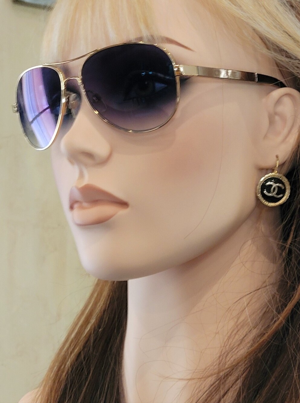 Chanel Aviator style, Purple Gradient Pilot Aviator Sunglasses Gold-toned metal